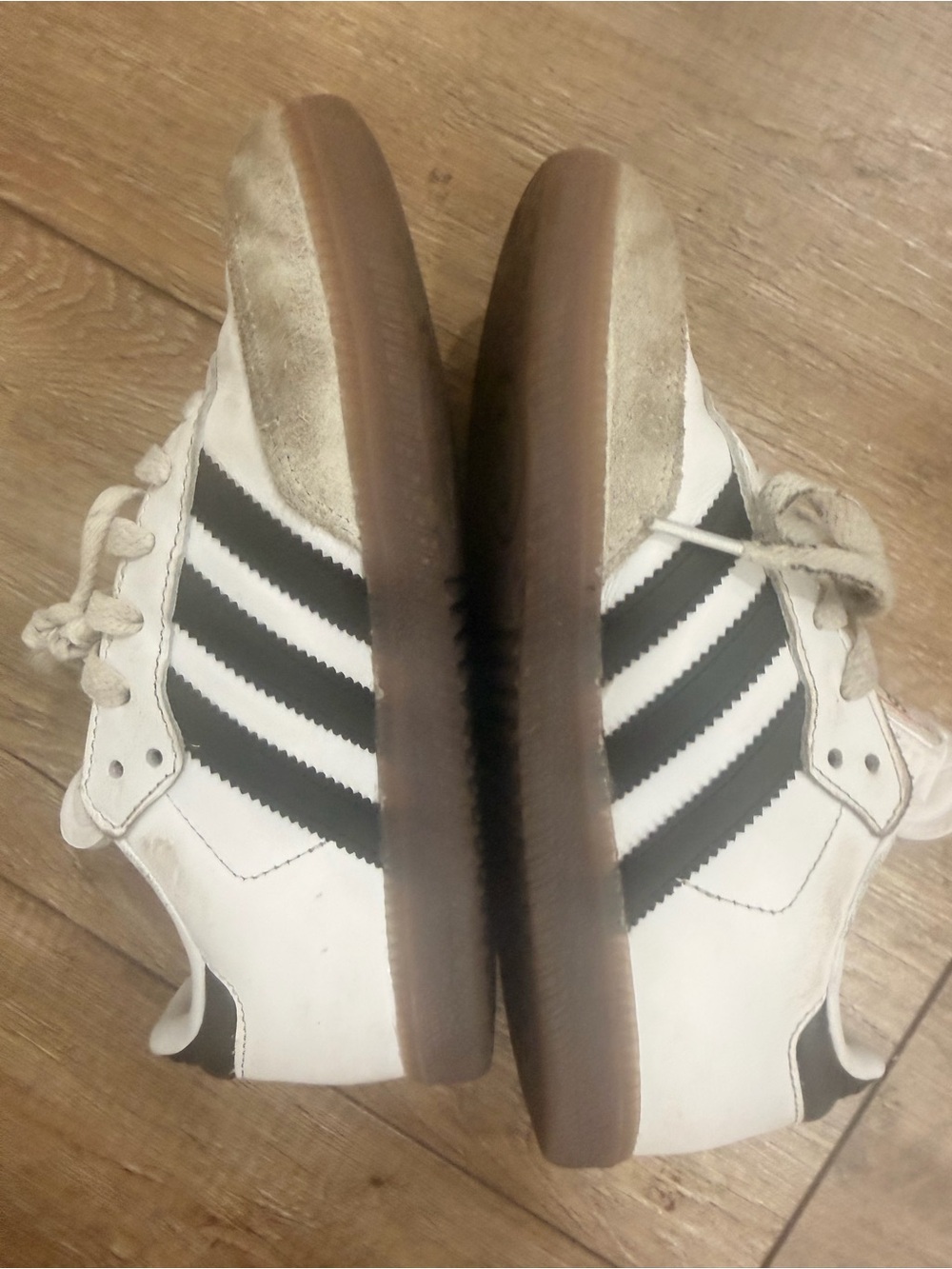 adidas Samba Low-Profile White Leather Sneakers with Black Stripes - Picture 2 of 6